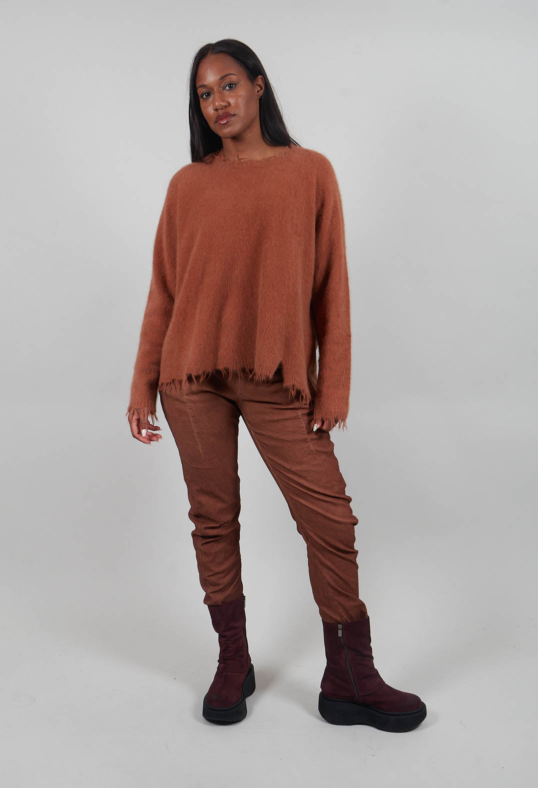 Slim Leg Trousers in Terracotta Cloud - 2120101