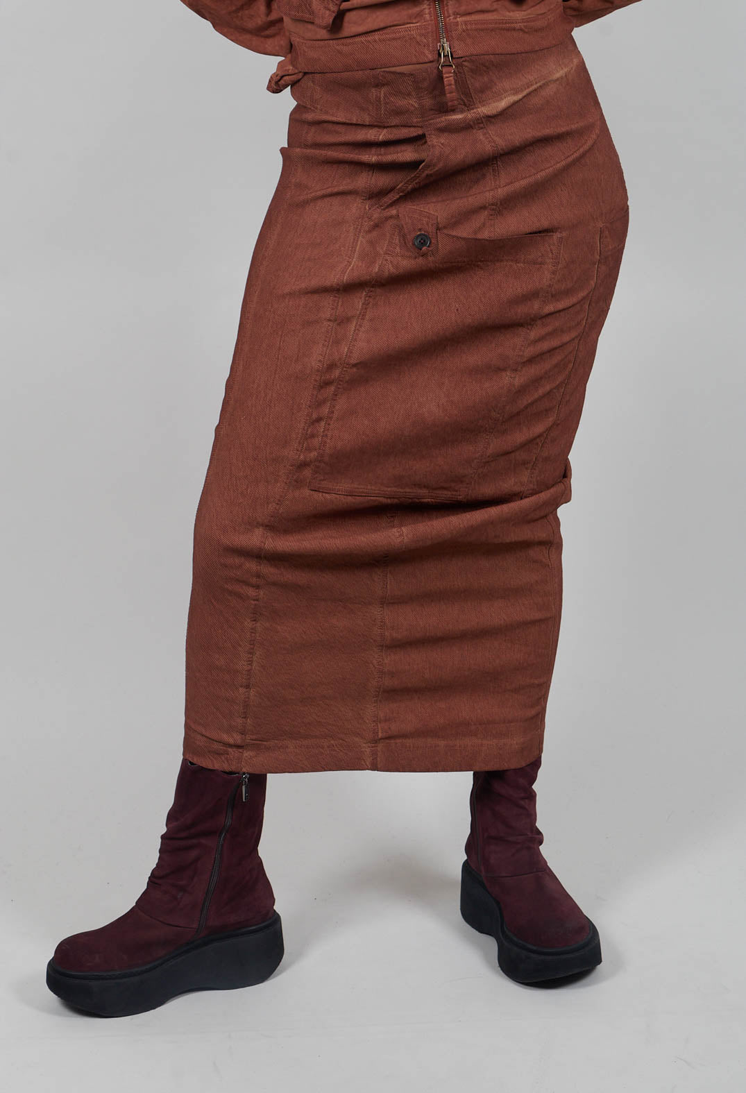 Fitted Maxi Skirt in Terracotta Cloud  - 2120307