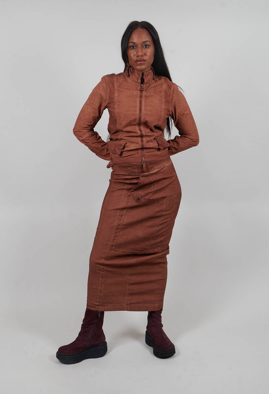 Fitted Maxi Skirt in Terracotta Cloud  - 2120307