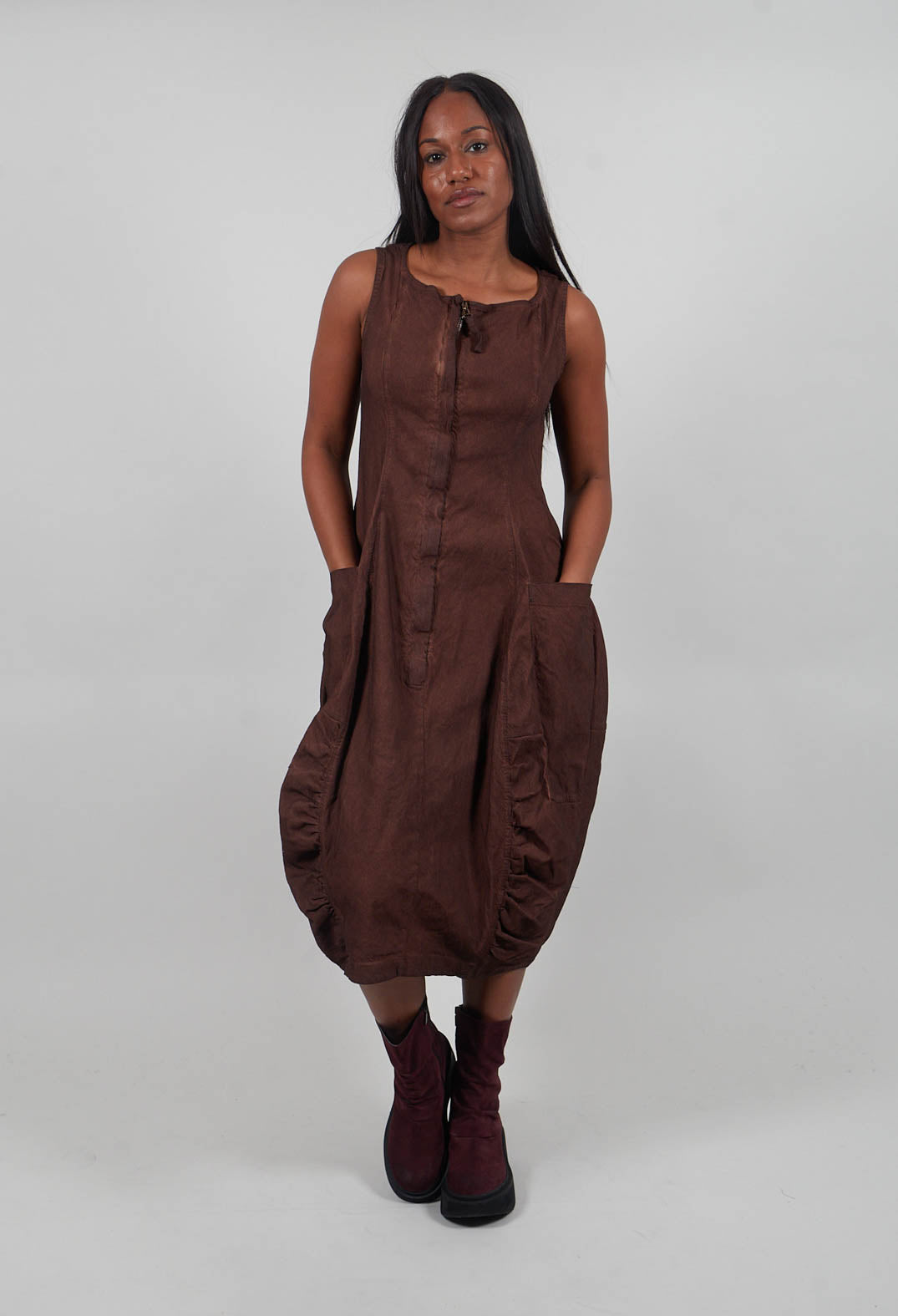 Sleeveless Tulip Hem Dress in Henna Cloud  - 2120908