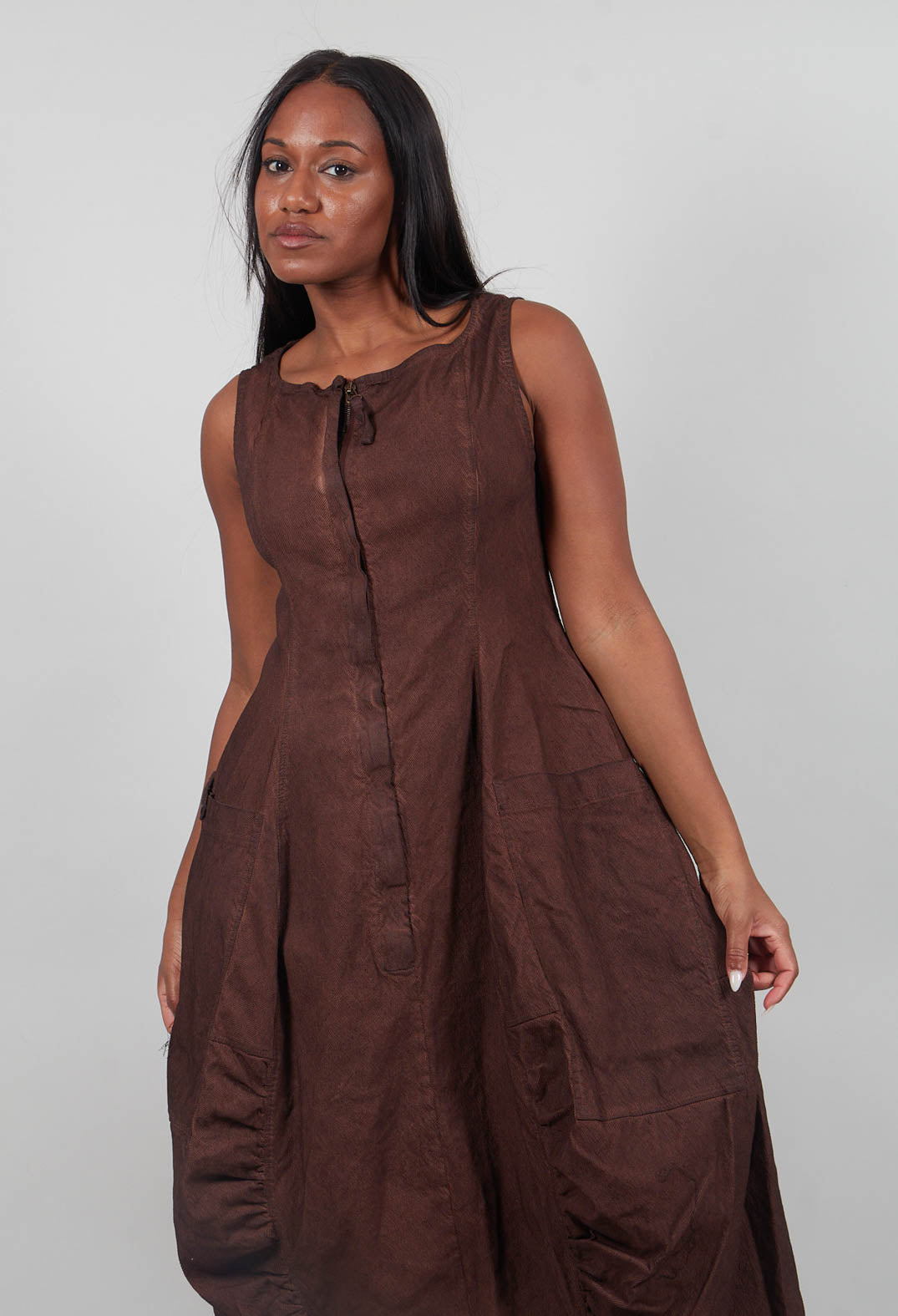 Sleeveless Tulip Hem Dress in Henna Cloud  - 2120908