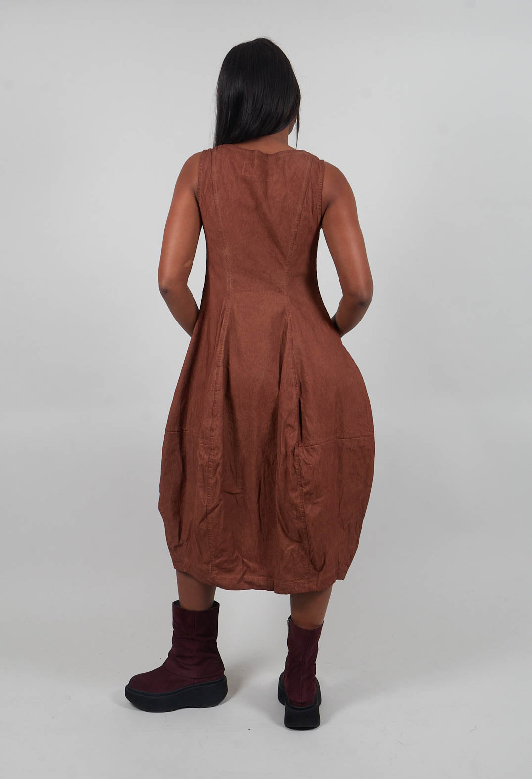 Sleeveless Tulip Hem Dress in Terracotta Cloud  - 2120908