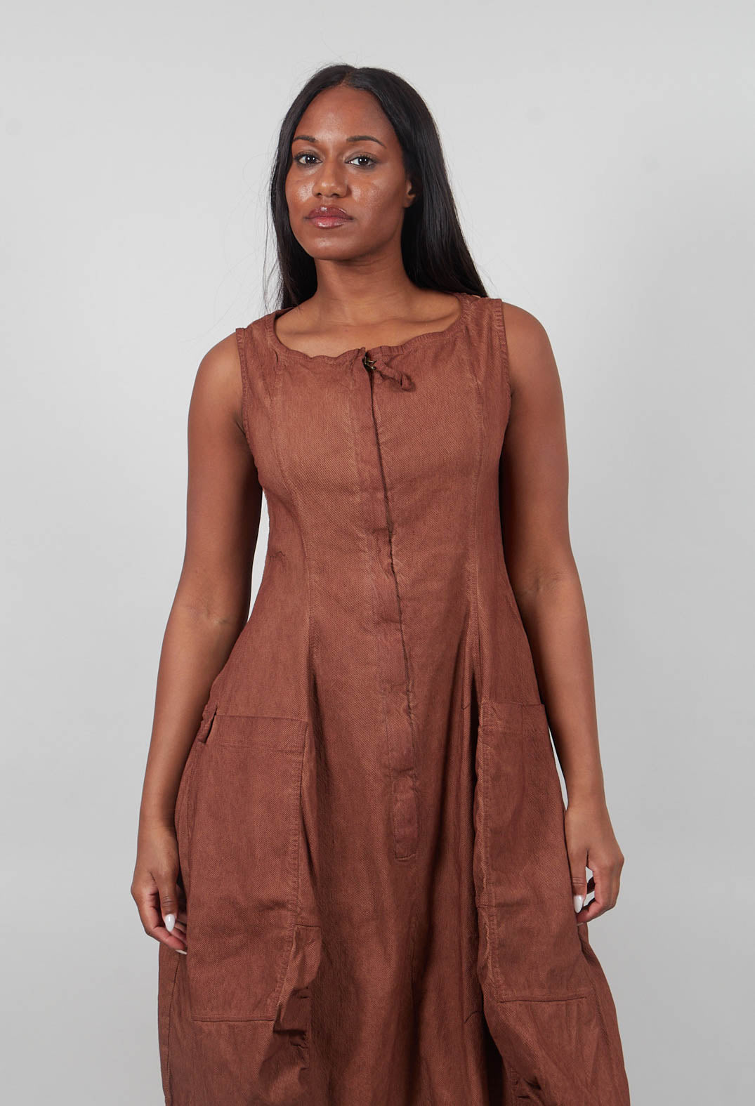 Sleeveless Tulip Hem Dress in Terracotta Cloud  - 2120908
