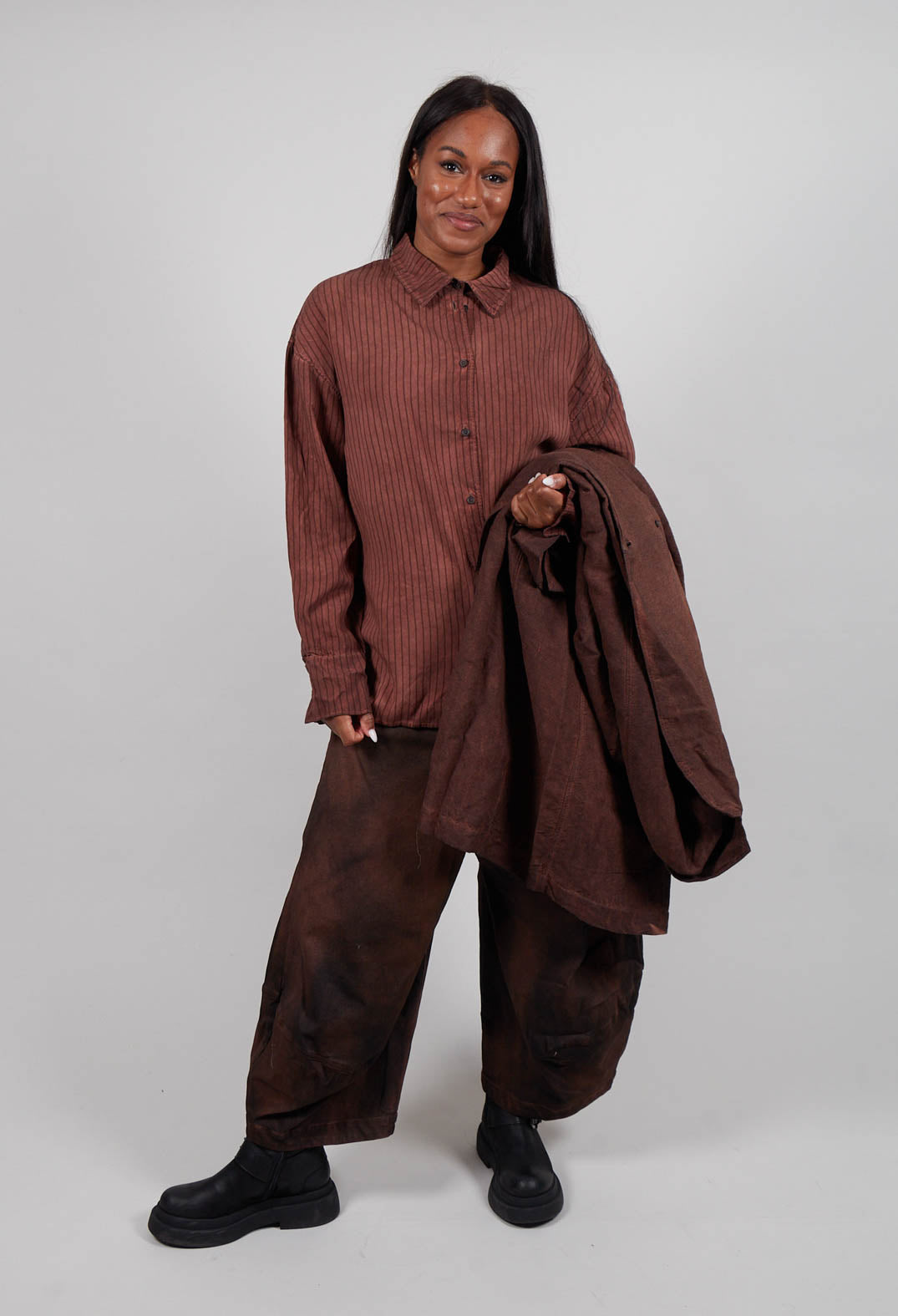 Longline Shirt in Henna Cloud Stripe  - 2130401