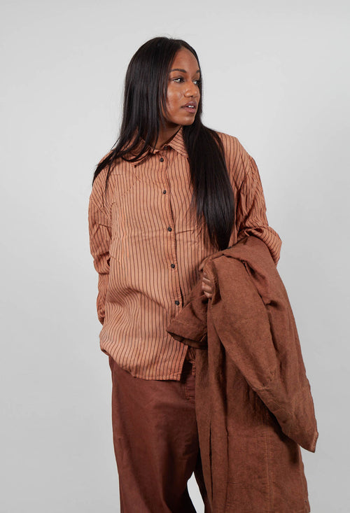 Longline Shirt in Terracotta Cloud Stripe - 2130401