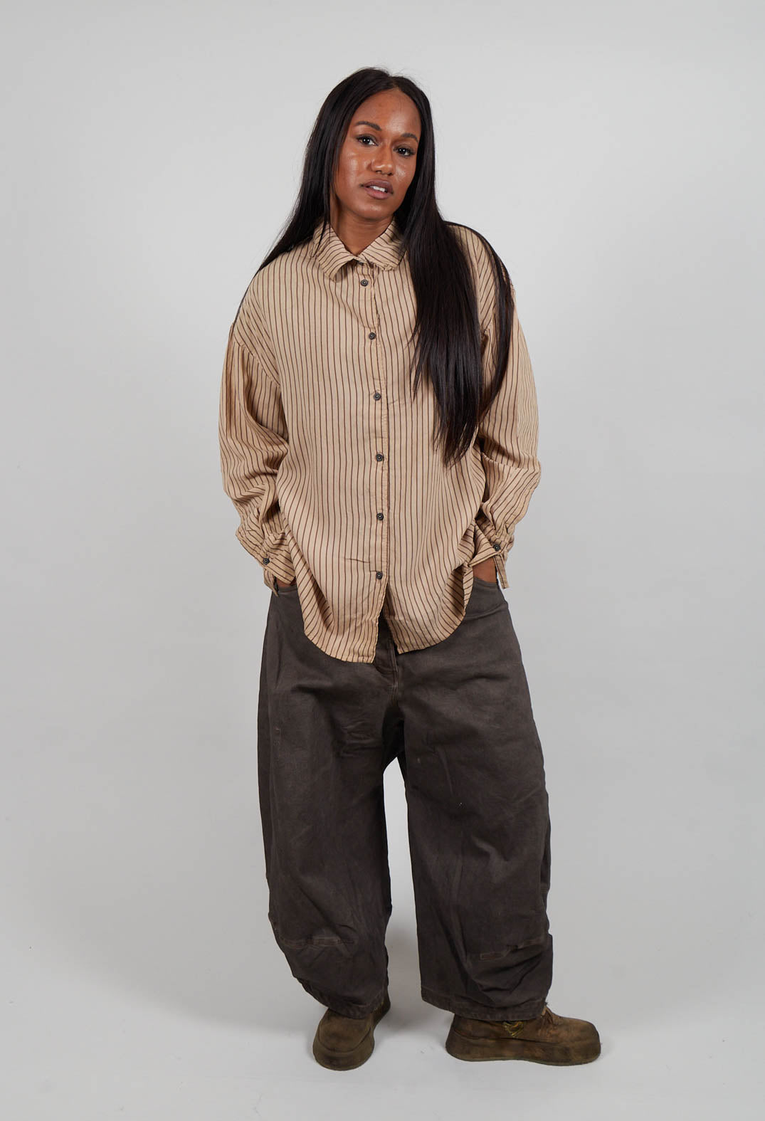 Longline Shirt in Clay Cloud Stripe  - 2130401