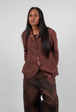 Button Up Jacket in Henna Cloud Stripe  - 2131110
