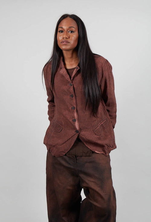 Button Up Jacket in Henna Cloud Stripe  - 2131110