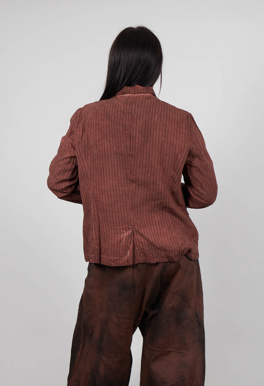 Button Up Jacket in Henna Cloud Stripe  - 2131110