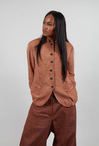 Button Up Jacket in Terracotta Cloud Stripe  - 2131110