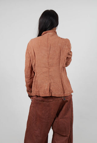 Button Up Jacket in Terracotta Cloud Stripe  - 2131110