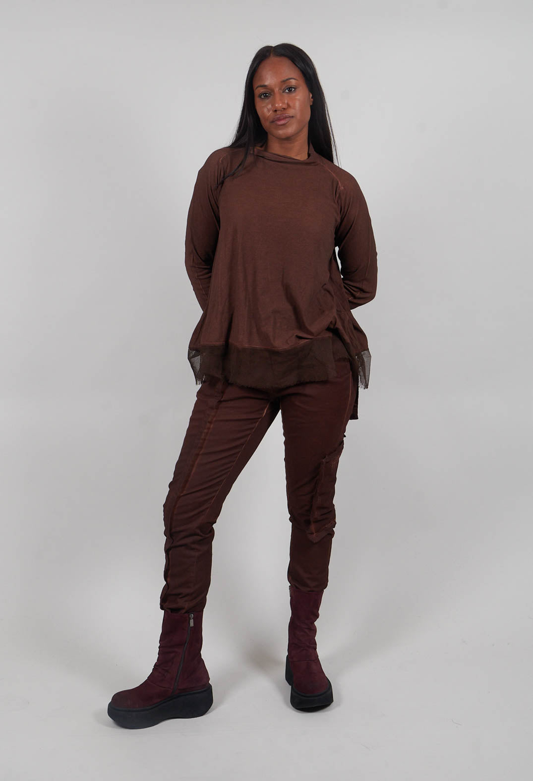 Slim Trousers with Seam Detail in Henna Cloud  - 2190105
