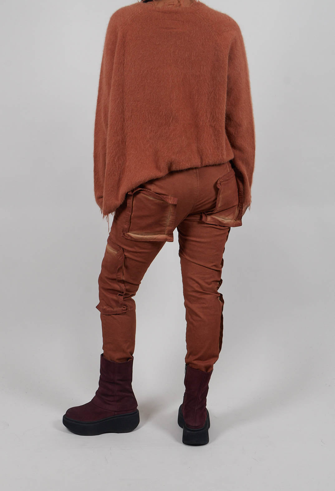 Slim Trousers with Seam Detail in Terracotta Cloud  - 2190105