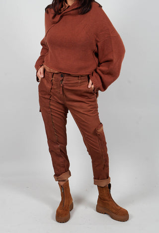 Slim Trousers with Seam Detail in Terracotta Cloud  - 2190105