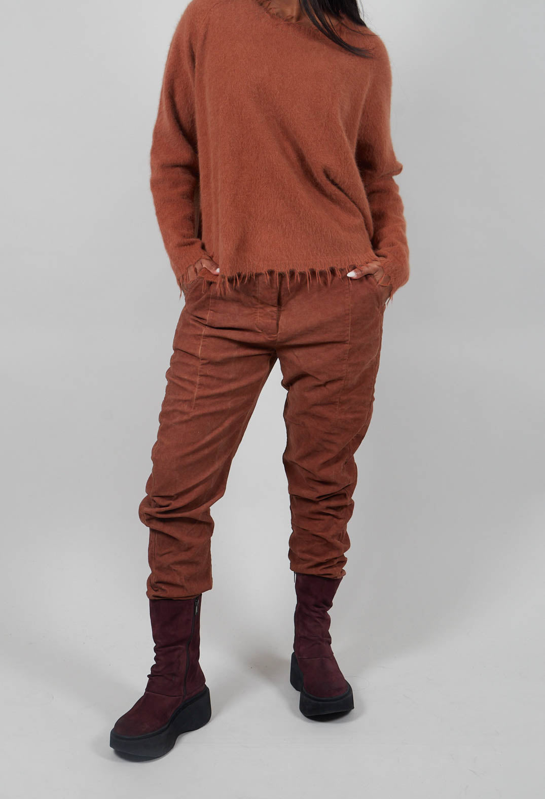 Straight Leg Trousers in Terracotta Cloud  - 2220102