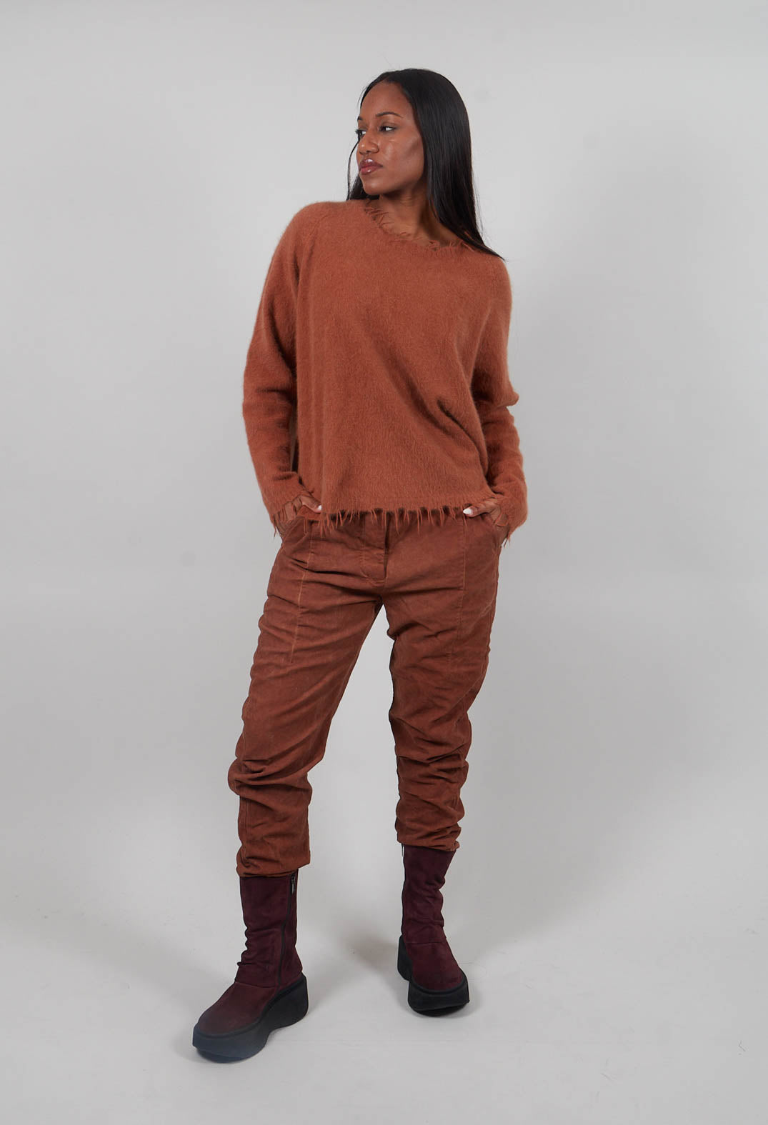 Straight Leg Trousers in Terracotta Cloud  - 2220102