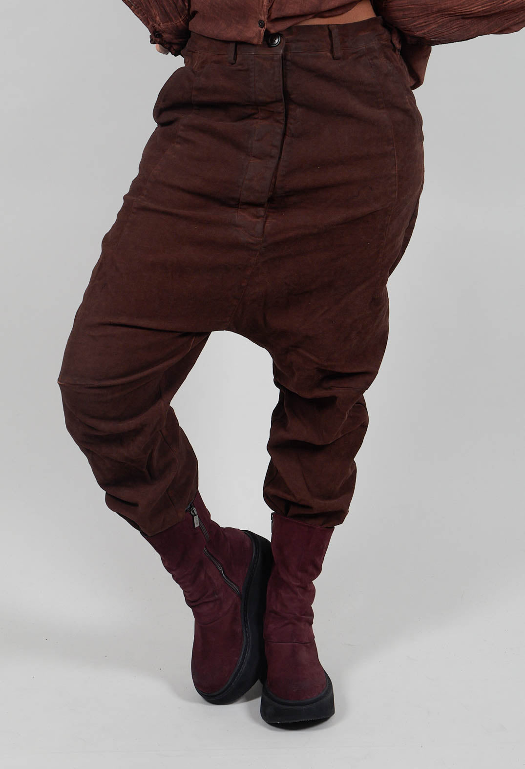 Drop Crotch Trousers in Henna Cloud  - 2220103