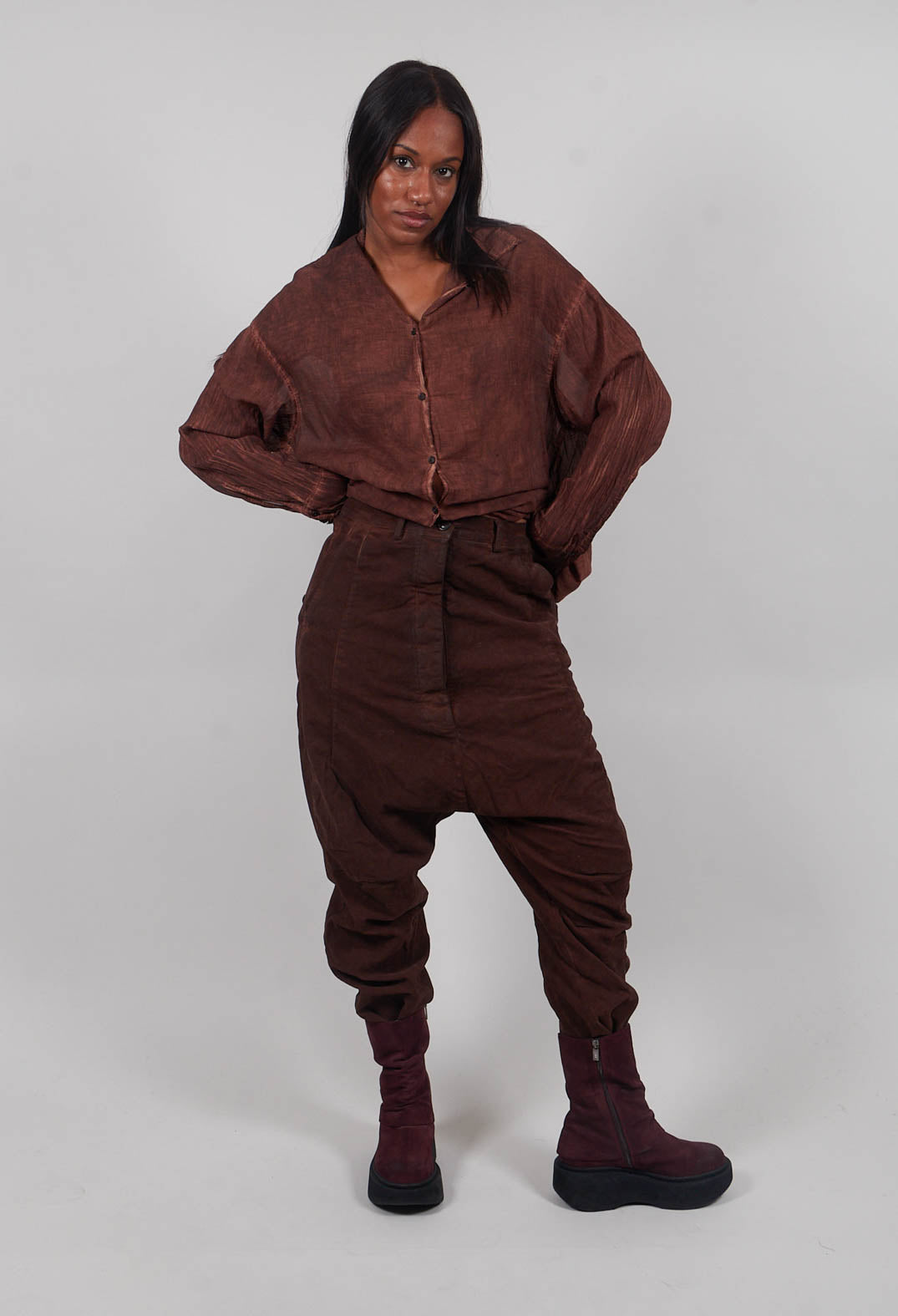 Drop Crotch Trousers in Henna Cloud  - 2220103