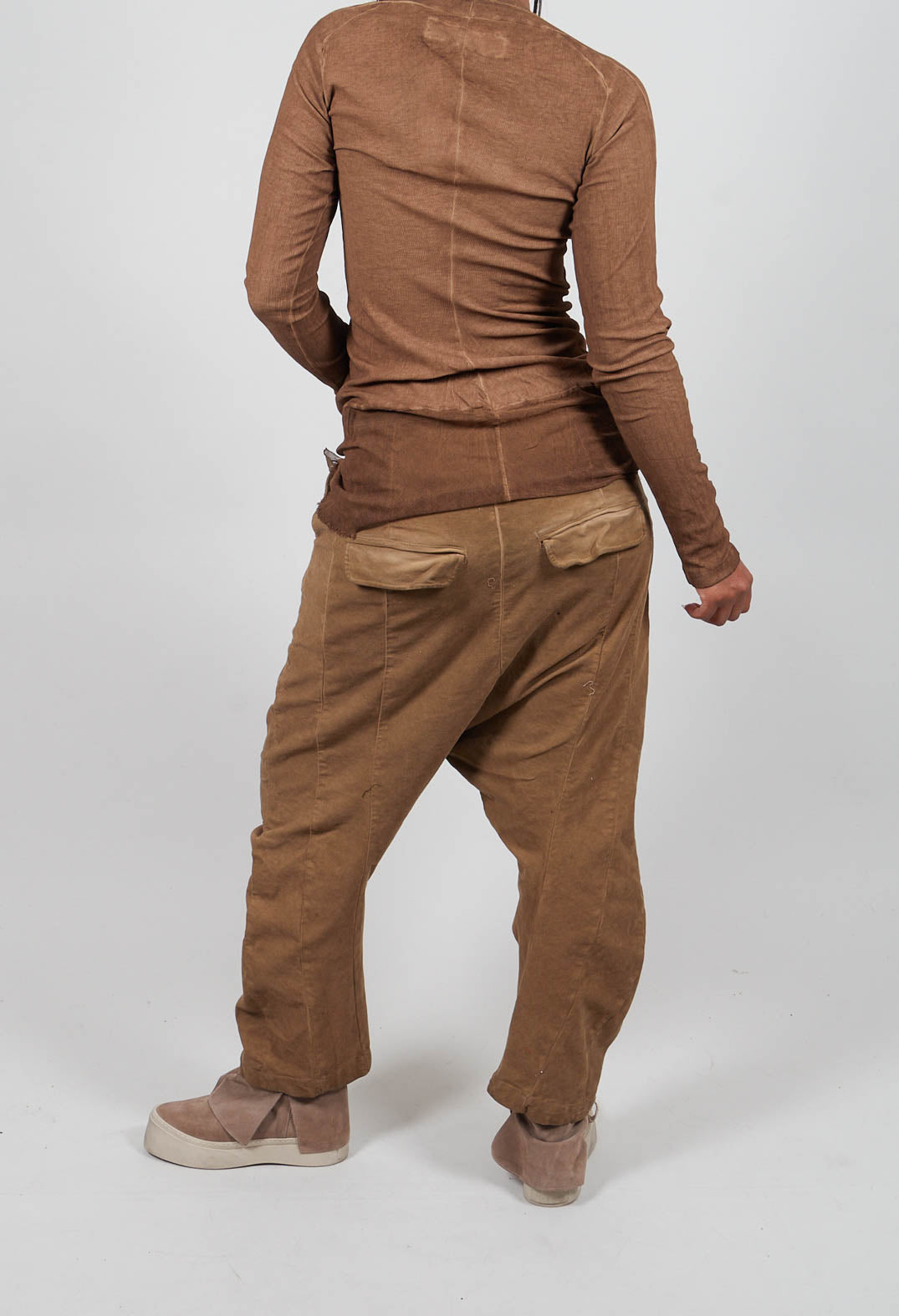 Drop Crotch Trousers in Clay Cloud - 2220103