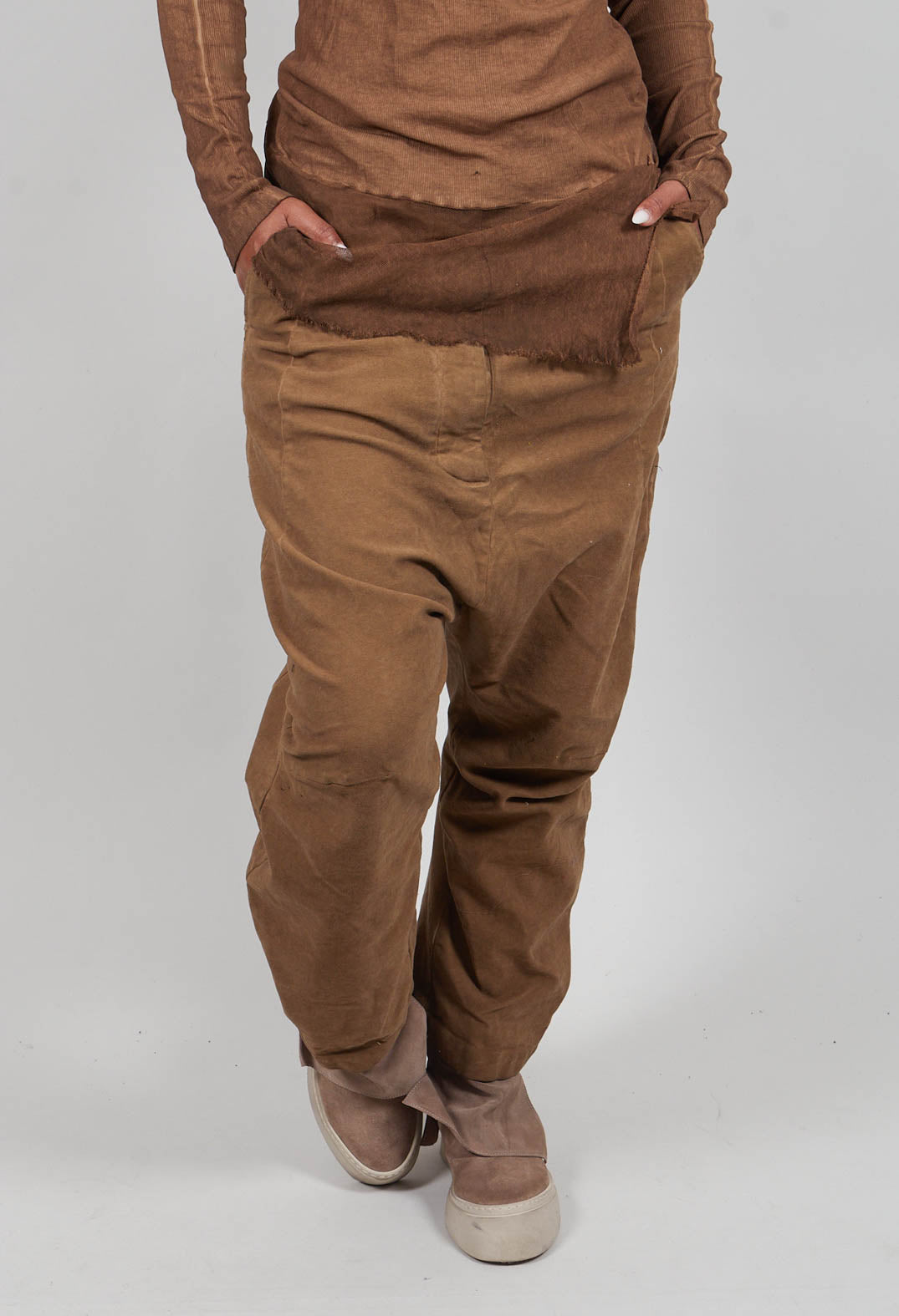 Drop Crotch Trousers in Clay Cloud - 2220103