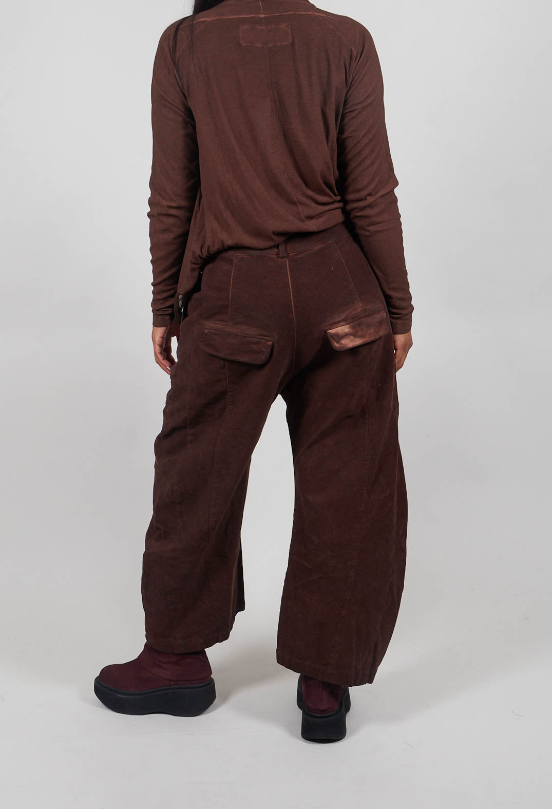 Barrel Leg Drop Crotch Trousers in Henna Cloud  - 2220104