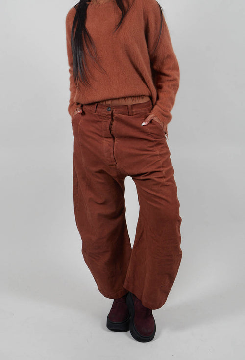 Barrel Leg Drop Crotch Trousers in Terracotta Cloud  - 2220104