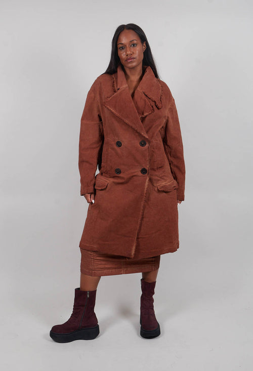 Double Breasted Coat in Terracotta Cloud  - 2221205