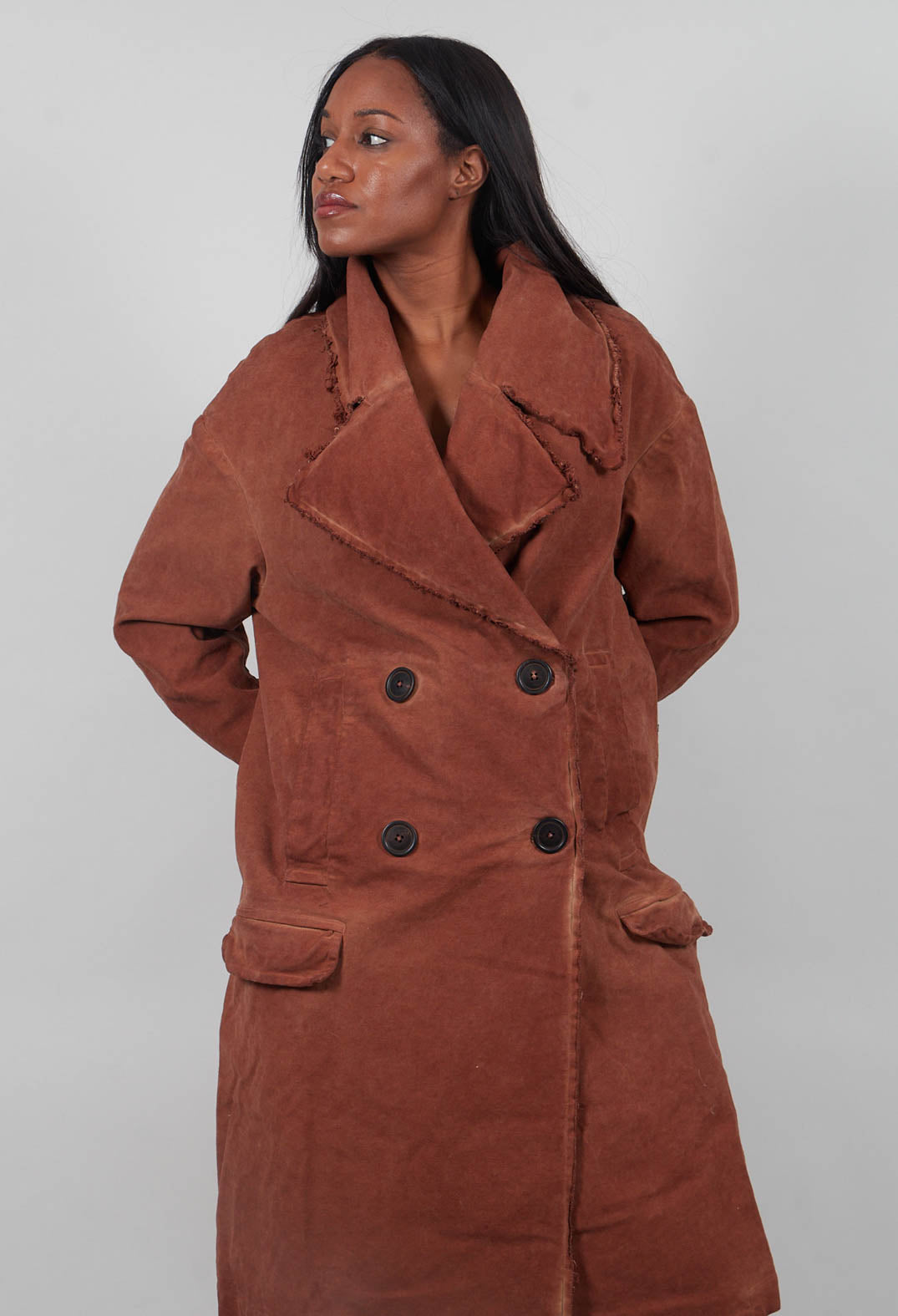 Double Breasted Coat in Terracotta Cloud  - 2221205