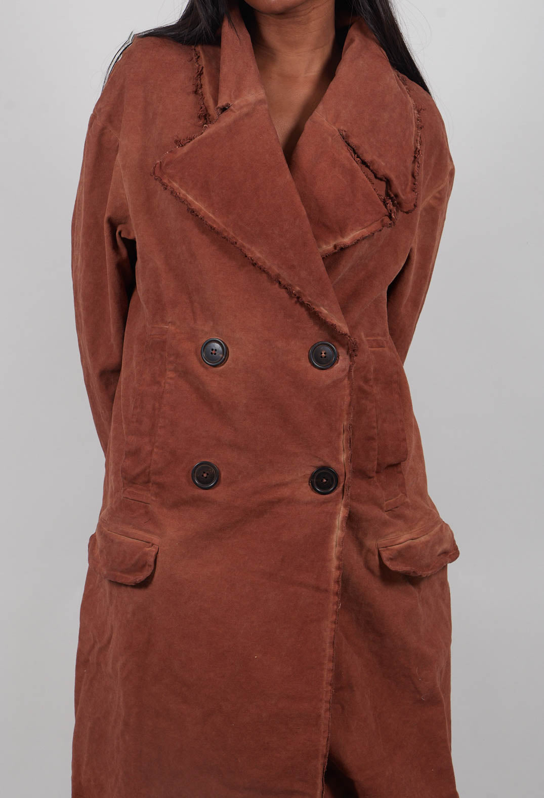 Double Breasted Coat in Terracotta Cloud  - 2221205