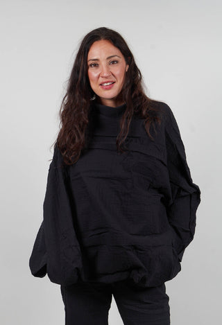Oversized High Neck Top in Black 3D Optic  - 2240802