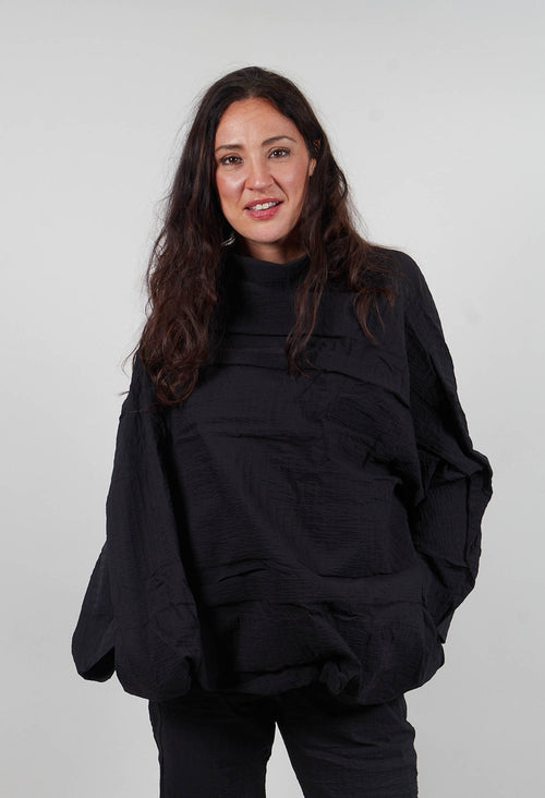 Oversized High Neck Top in Black 3D Optic  - 2240802