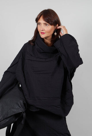 Oversized High Neck Top in Black 3D Optic  - 2240802