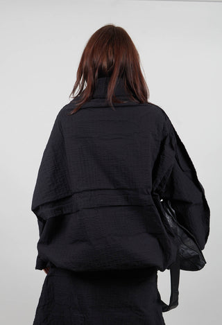 Oversized High Neck Top in Black 3D Optic  - 2240802