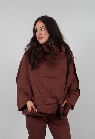 Oversized High Neck Top in Henna 3D Optic  - 2240802