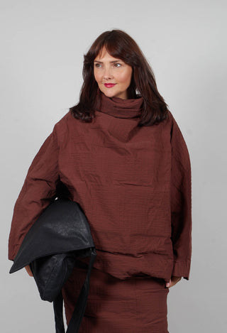 Oversized High Neck Top in Henna 3D Optic  - 2240802