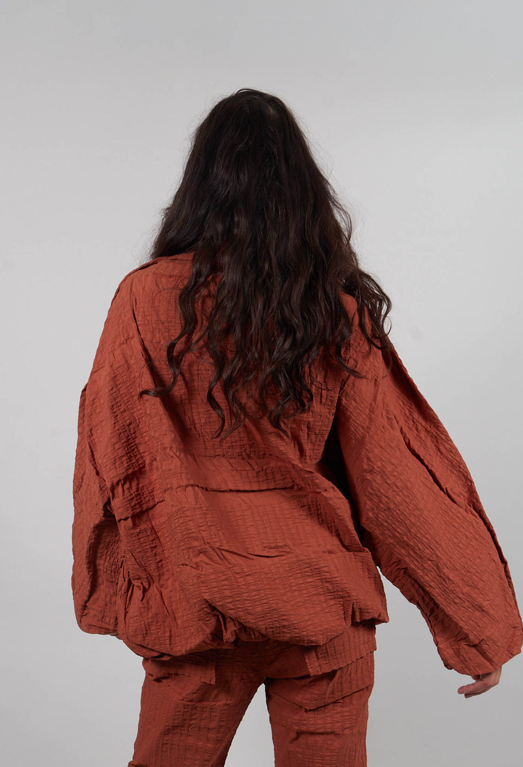 Oversized High Neck Top in Terracotta 3D Optic  - 2240802