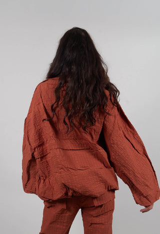 Oversized High Neck Top in Terracotta 3D Optic  - 2240802