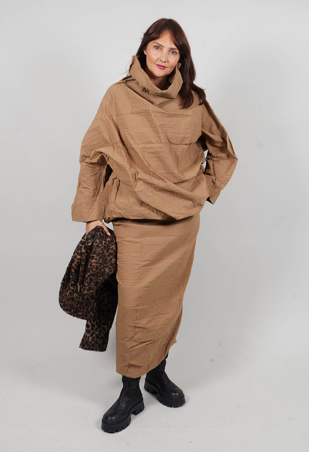 Oversized High Neck Top in Dakar 3D Optic  - 2240802