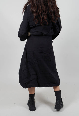 Draped A-Line Skirt in Black 3D Optic  - 2240304