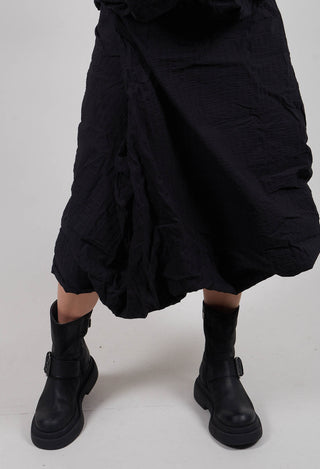 Draped A-Line Skirt in Black 3D Optic  - 2240304