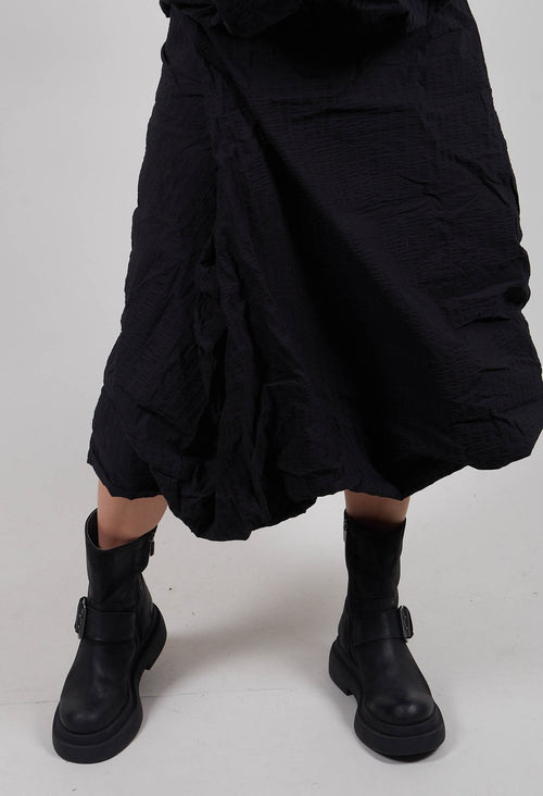 Draped A-Line Skirt in Black 3D Optic  - 2240304