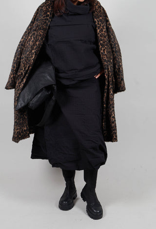 Draped A-Line Skirt in Black 3D Optic  - 2240304