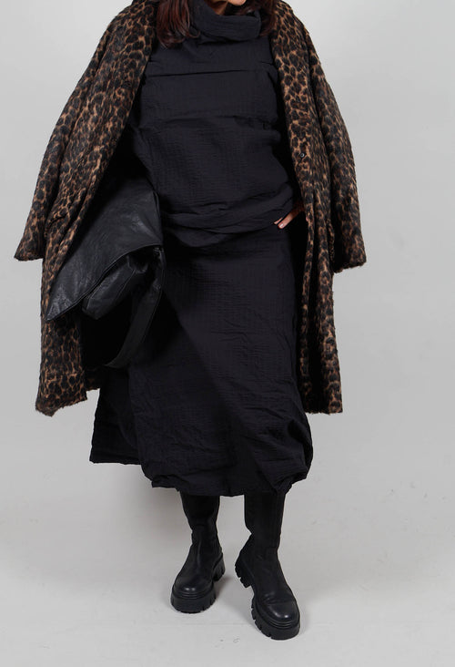 Draped A-Line Skirt in Black 3D Optic  - 2240304
