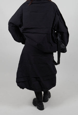 Draped A-Line Skirt in Black 3D Optic  - 2240304