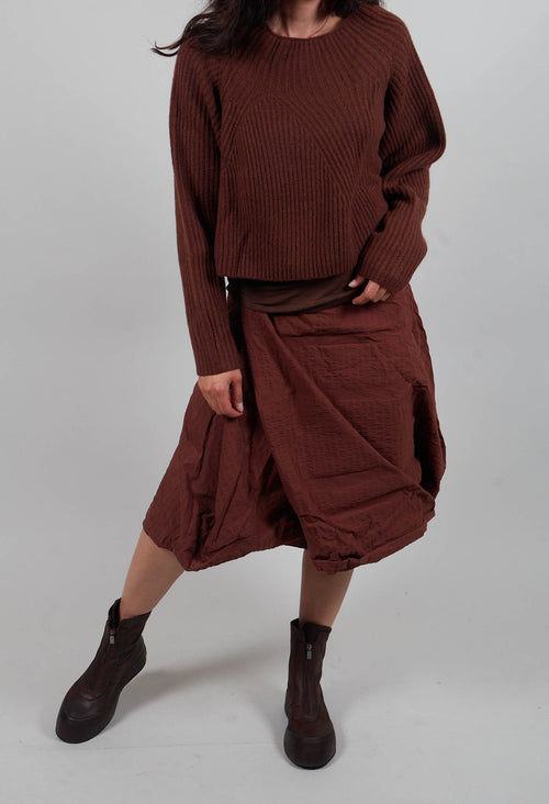 Draped A-Line Skirt in Henna 3D Optic  - 2240304