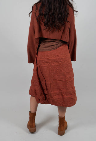 Draped A-Line Skirt in Terracotta 3D Optic - 2240304