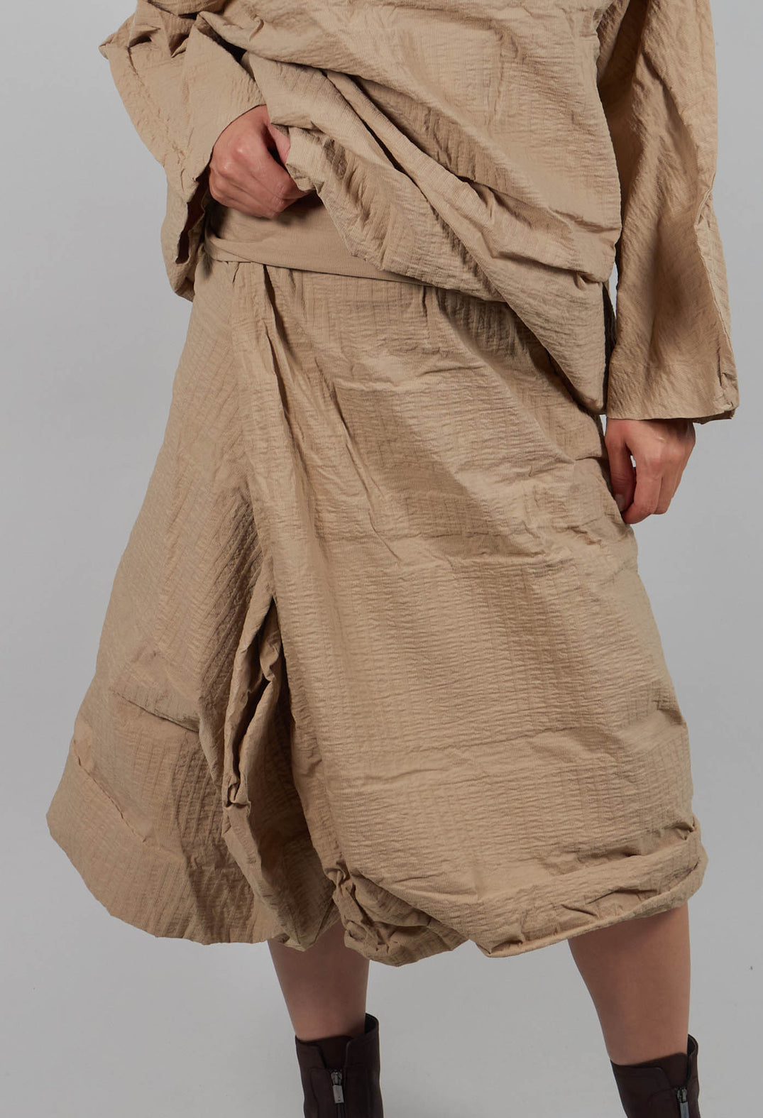 Draped A-Line Skirt in Clay 3D Optic  - 2240304