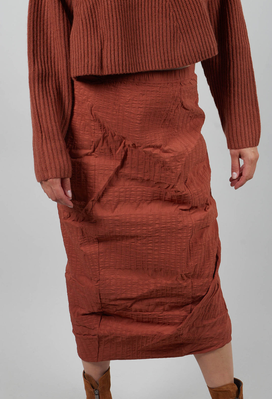 Pencil Skirt in Terracotta 3D Optic  - 2240308