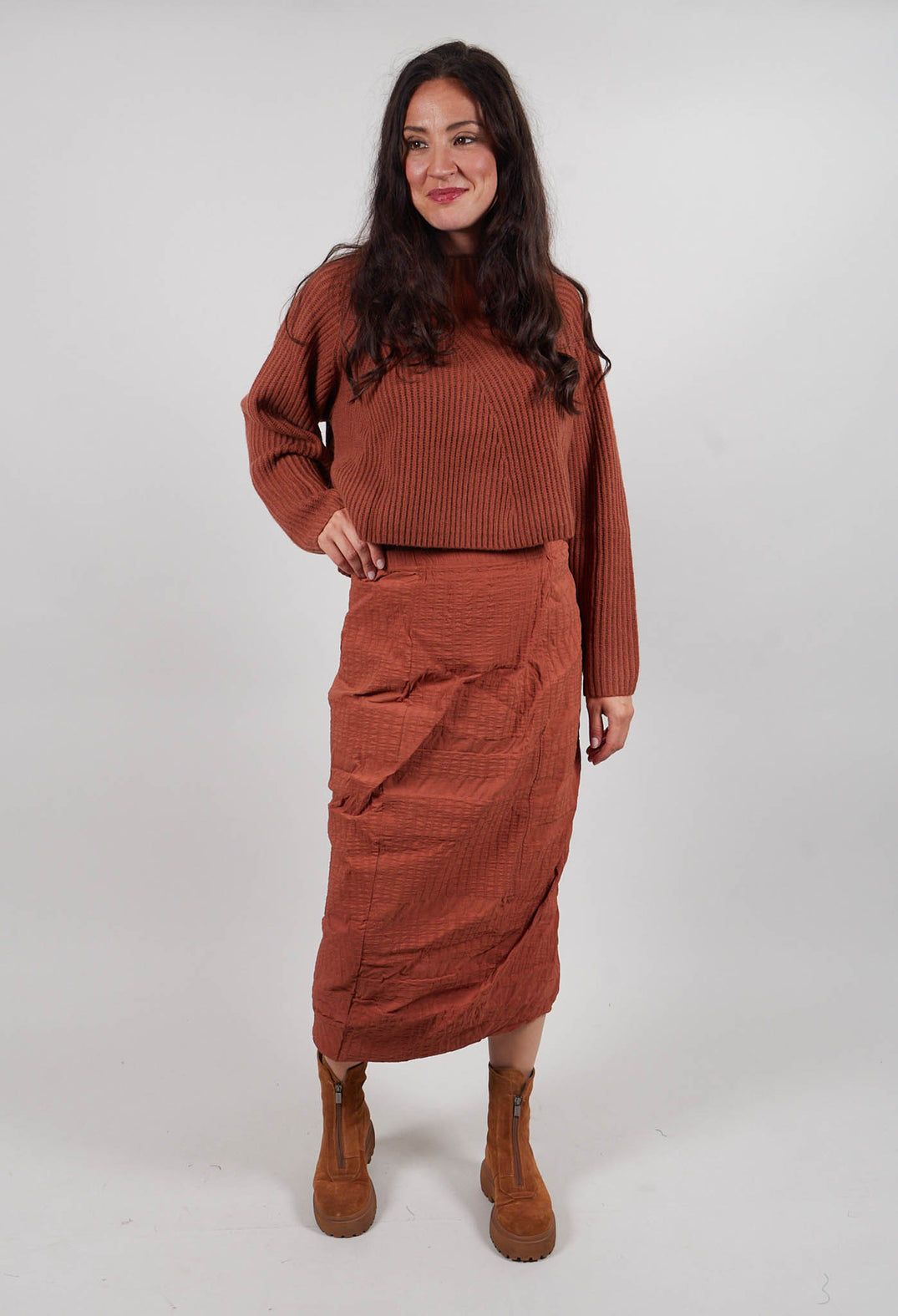 Pencil Skirt in Terracotta 3D Optic  - 2240308
