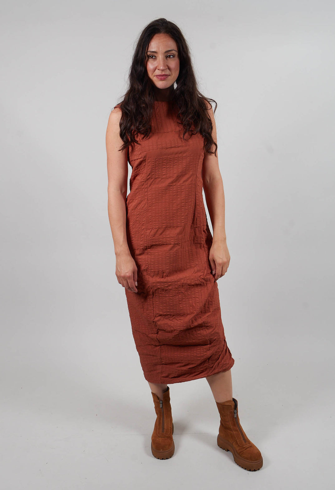 Shift Dress in Terracotta 3D Optic  - 2240911